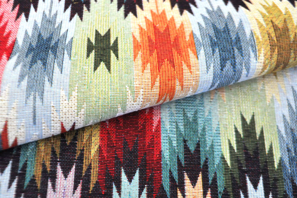 Tolles eingewebtes Motiv in kunterbunter Farbenpracht - super für allerlei Einsatzzwecke geeignet! Gobelin Anuk Bunt Gobelin geometrisch Gobelin-Stoff - Anuk