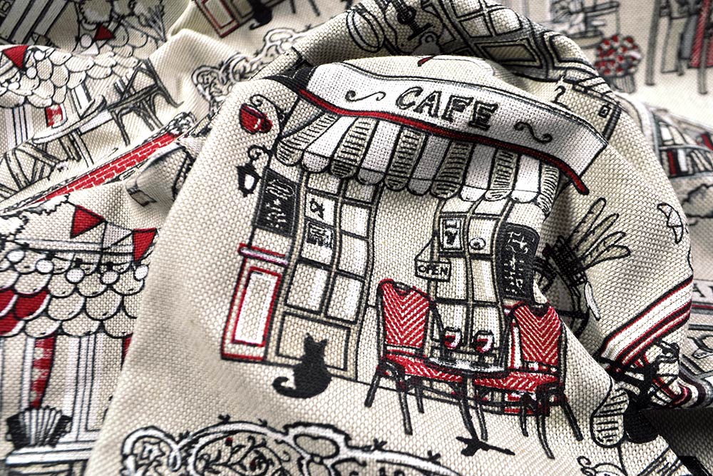 Romantischer Dekostoff für Frankreich-Nostalgiker mit leicht rustikalem Charme Ds6176 Dekostoff Cafe Katze S4(1) Dekostoffe sonstige Dekostoff Leinenoptik - Cafe Francais