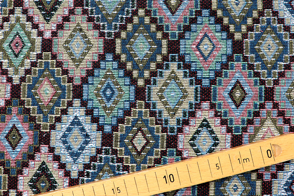 Besonders preiswerter, weicher Gobelin mit Rautendesign im Ethnostil Ds6198 Gobelin Geo S4 Taschenstoffe Gobelin Basic - Ethno