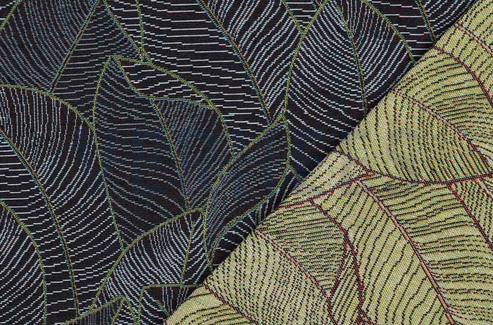 Gobelin mit tropisch angehauchtem Muster - edel gewebt, vielseitig einsetzbar und einfach zu verarbeiten! Ds6260 Gobelin Basic Winter Leaves Nachtblau (1) Gobelin Blumen Gobelin Basic - Leaves - Nachtblau