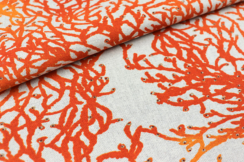 Robust, langlebig und stimmungsvoll - dieser Dekostoff ist ein maritimes Must-have! Ds6263 Dekostoff Korallenriff Orange Dekostoffe Pflanzen Dekostoff Premium - Korallenriff
