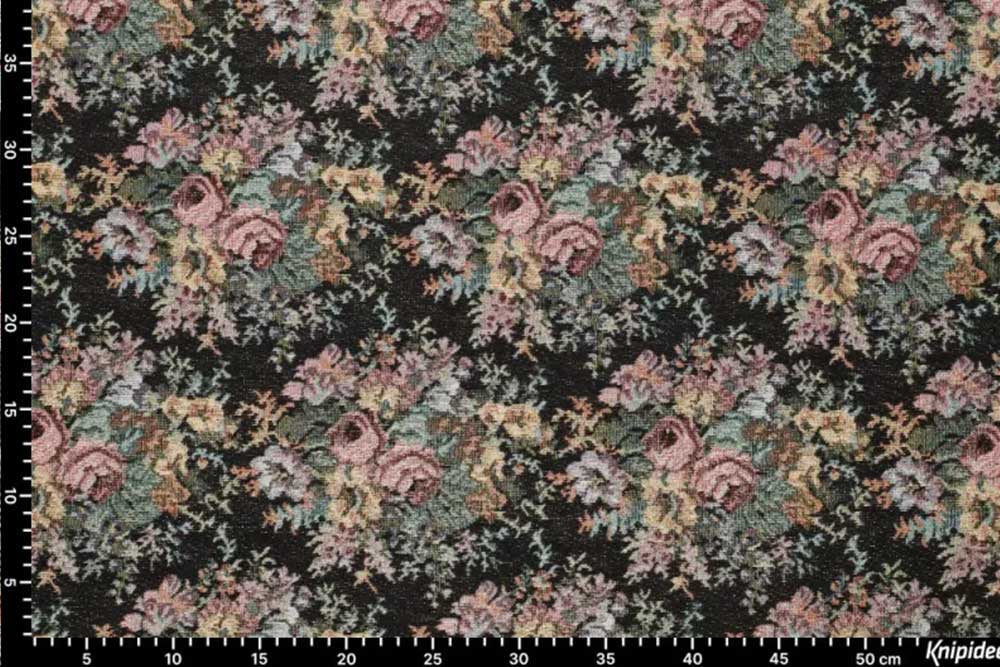 Aufwändig gewebter Gobelin mit eindrucksvollem Rosen-Motiv und leichtem Schimmer dank eingearbeiteter Metallfäden Ds6303 Gobelin Basic Rosen Gobelin Blumen Gobelin Basic - Nacht der Rosen