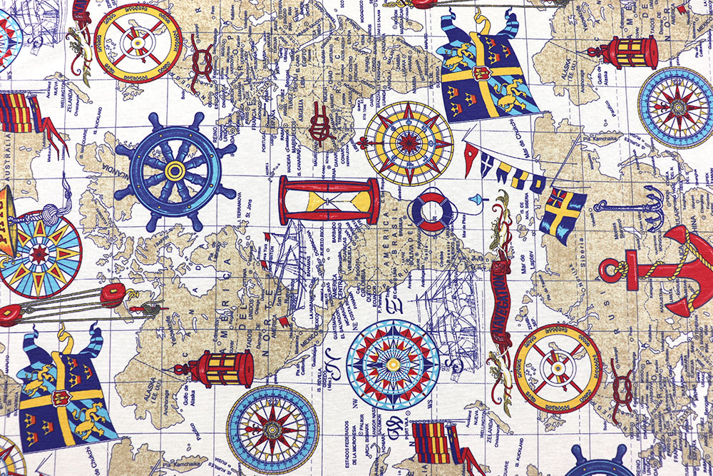 Stoff im Vintage-Kartenlook – ideal für maritime Deko mit Charakter und einem Hauch Nostalgie! Ds6310 Dekostoff Atlasvintage S4 Dekostoffe Maritim Dekostoff - Atlas Vintage
