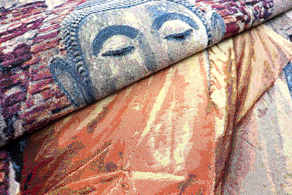 So detailliert wurde ein Gobelin noch nie gewebt! Sorgen Sie mit dem Motiv für Ruhe und Idylle in Ihren vier Wänden! Ds6335 Gobelin Stoff Panel Buddha Statue Gobelin NEU Gobelin-Panel - Buddha - 65 x 99 cm