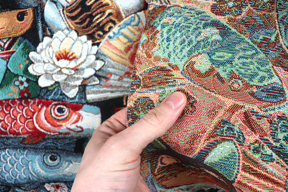 Ein Trip nach Asien war nie so farbenfroh! Dieser durchgewebte, hochwertige Gobelin ist perfekt für alle Fans von Fernost! Ds6363 Gobelin Asien S4 Dekostoffe sonstige Gobelin - Asia Souvenir