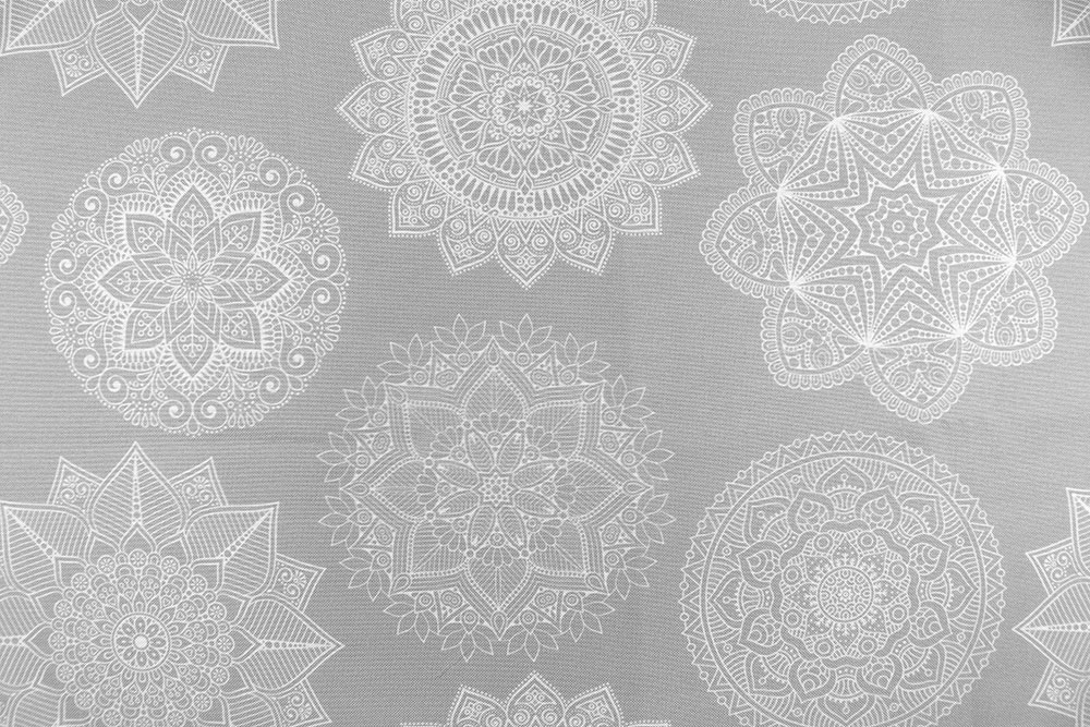 Klassische Mandalas in zartem Grau - wasserabweisend ausgerüstet für innen wie außen! Ds6385 Dekostoff Mandala Grau S4(1) Dekostoffe NEU  Outdoor-Dekostoff - Mandala Grey