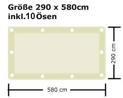 Fertiges Segeltuch ohne störende Zwischennähte, aus 100% Baumwolle, mit Verstärkungsband und Ösen Fg Fertig Segeltuch Sand(2) Rechteck Fix-Fertig Segeltuch 290 x 580 cm - 10 Ösen - Sand