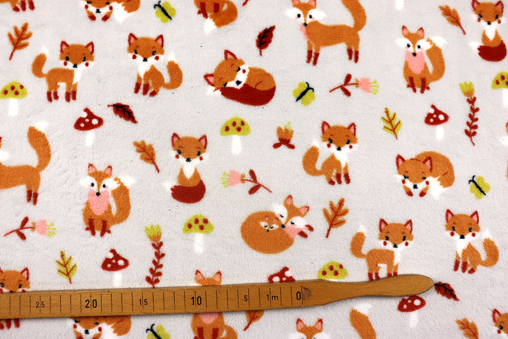 Süße Füchse auf Kuschelmission – niedlich und flauschig zugleich! Fl5202 Fleece Fuechse  4 Kinderstoffe Wellness-Fleece - Süße Füchse