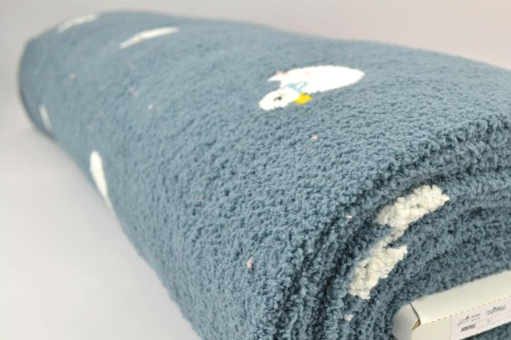 Entenstarker Stoff, herrlich flauschig, weich, warm, wunderbar! Fl5217 Flausch Frottee Enten Sherpa Fleece Flausch-Teddy bestickt - Enten