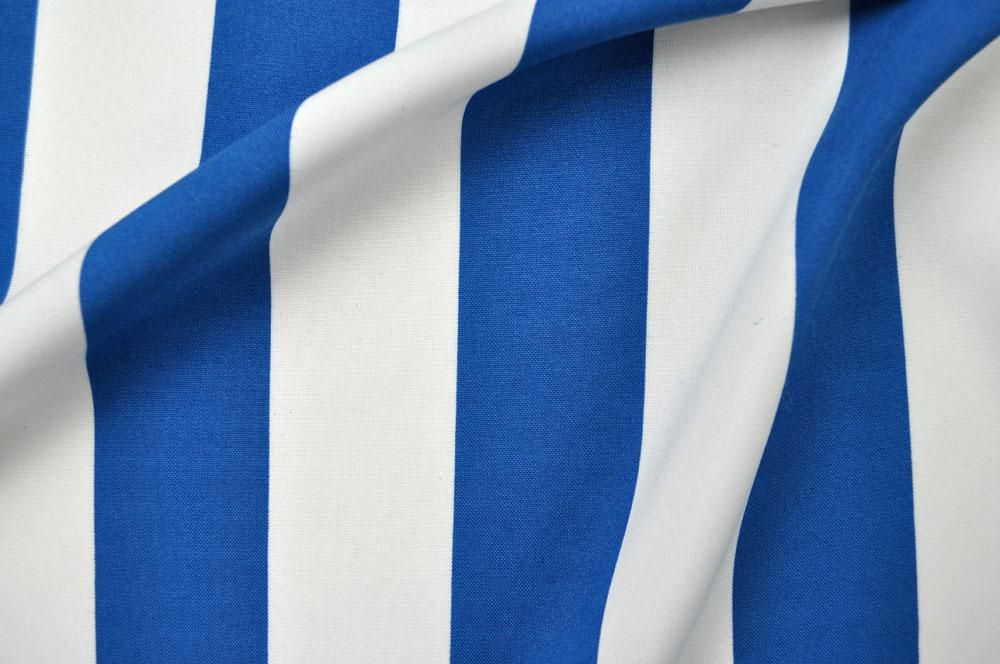 Pflegeleichter Polyesterstoff, dessen 5 cm breite Blockstreifen viele tolle Kostüm- und Dekoideen möglich machen Fn1099 Streifen Breit Blau Weiss Universalstoff Z1 Fasnacht Stoffe bunt Universalstoff - Streifen breit - Blau/Weiß