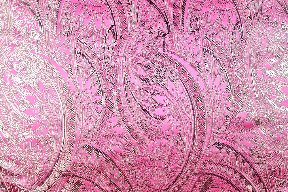 Knallig glänzende Meterware in Jacquard-Webart - hervorragende Qualität für prunkvolle Auftritte! Fn1222 Brokat Rosa S4 Festliche Stoffe Brokat Maharani - Rosa/Silber