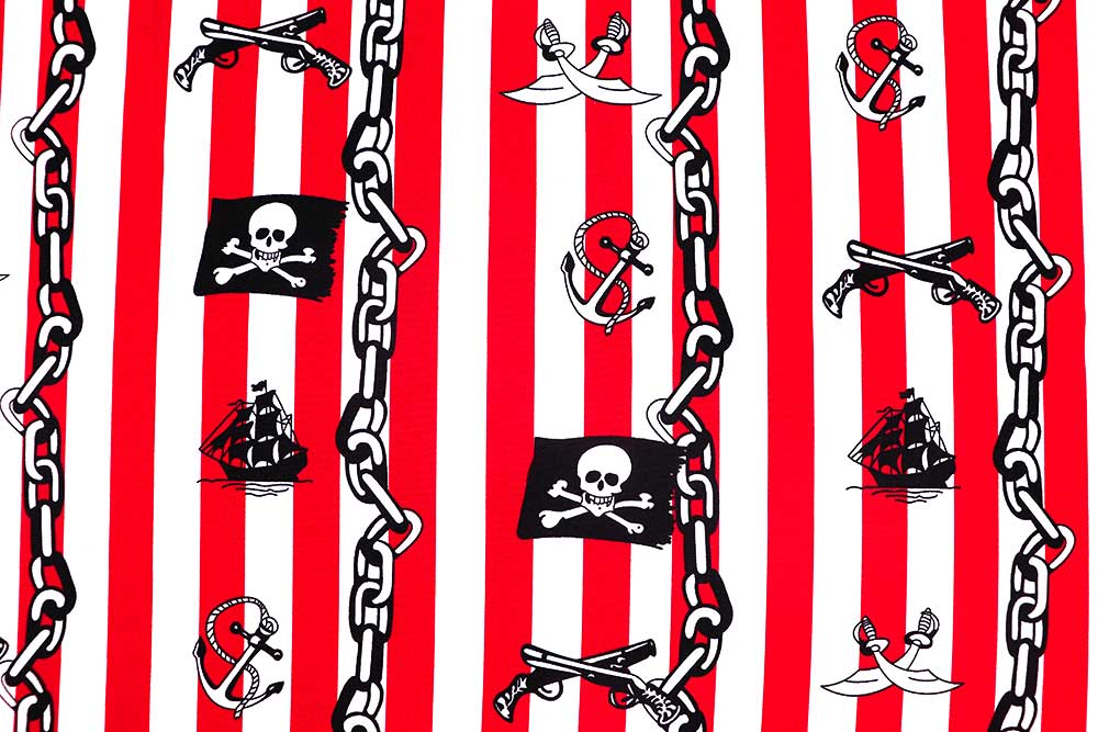 Piratenstarkes Streifenmuster auf pflegeleichtem Allround-Talent - perfekt für Kostüme und Deko-Ideen aller Art! Fn1318 Universalstoff Pirat S4 Universal bis 140cm Universalstoff - Piraten-Streifen