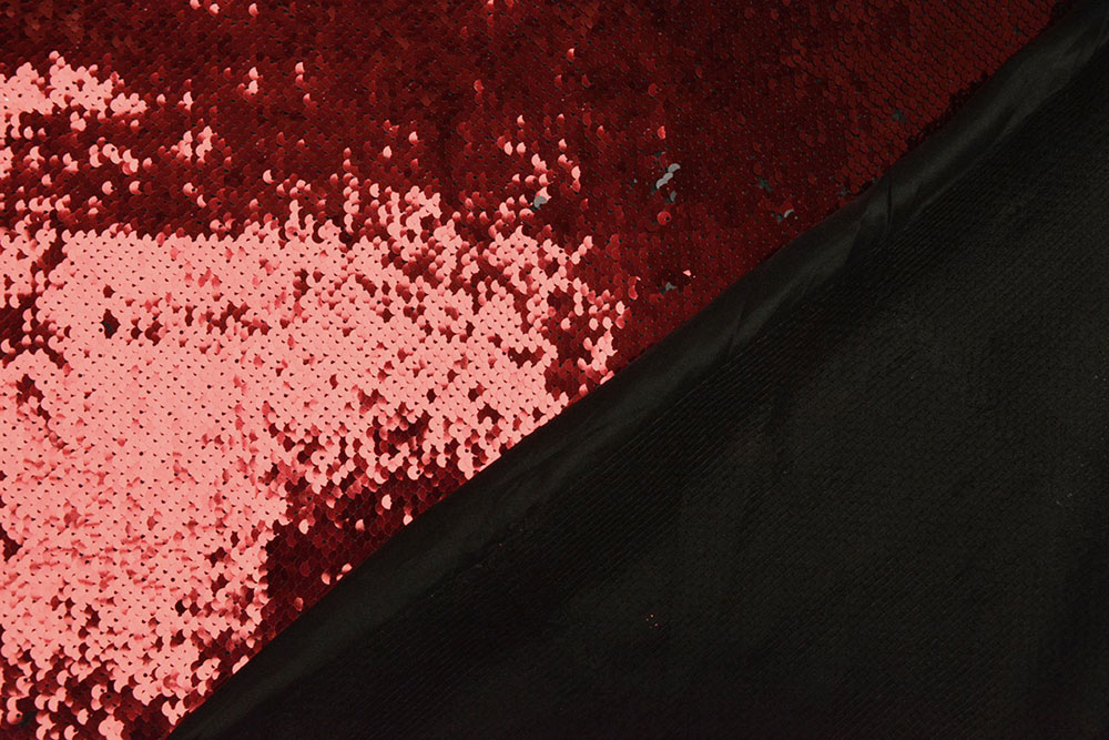 Hochglänzender, edler Pailletten-Stoff mit dem trendigen Wende-Effekt! Fn3163 Paillettenstoff Rot Schwarz Stm Pailletten Stoffe Wende-Pailletten-Stoff - Schwarz/Rot