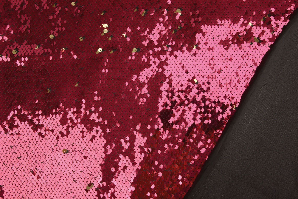 Glänzender, edler Pailletten-Stoff mit trendigem Wende-Effekt! Fn3163 Wende Pailletten Fuchsia Gold Fasnacht Stoffe bunt Wende-Pailetten-Stoff - Pink/Gold