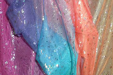 Glamouröser Tüllstoff in bunter Optik Fn3185 Mesh Regenbogen Glitzer Lila Glanzstoffe Glitter Mesh - Princess