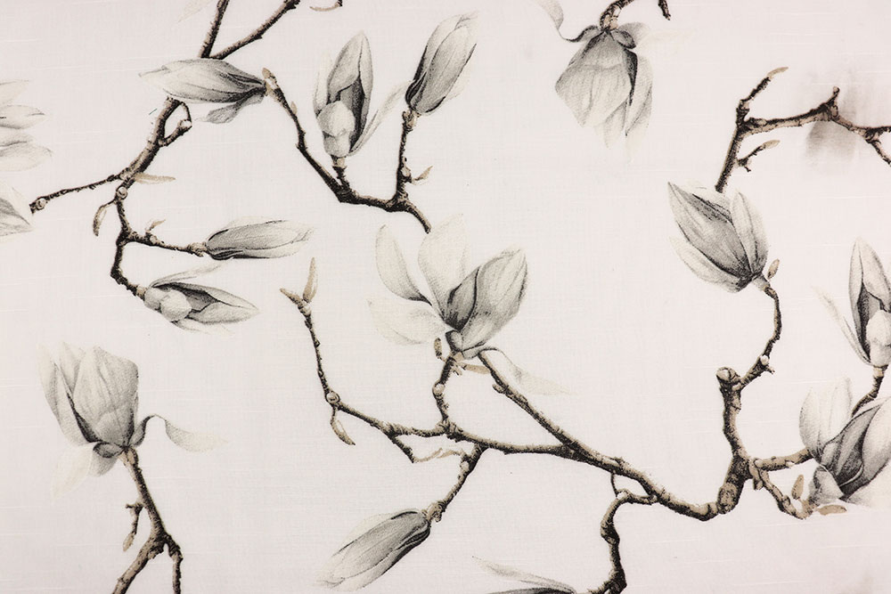 Geschmeidig fallender Stoff mit dezent-elegantem Pflanzenmotiv Gs5138 Gardinenstoff Zweige S4 Gardinen transparent Gardinenstoff - Magnolienzweige