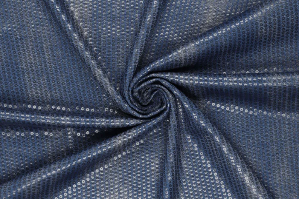 Funkelnder Jeans-Folienstoff, schön schwer und leicht elastisch Js5057 Jeanst Paillettenstoff Pailletten Stoffe Jeans-Paillettenstoff