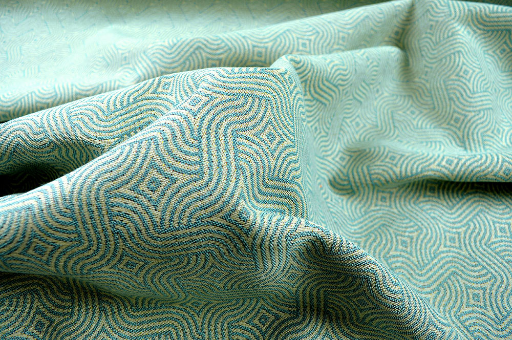 Teflonbeschichteter Outdoor-Stoff mit verrücktem Wellenlinien- und Rauten-Design in Mint/Beige! Om5070 Outdoor Gobelin Wellen Rauten Mint Outdoor Outdoor-Stoff Gobelin - Monterrey - Mint/Creme