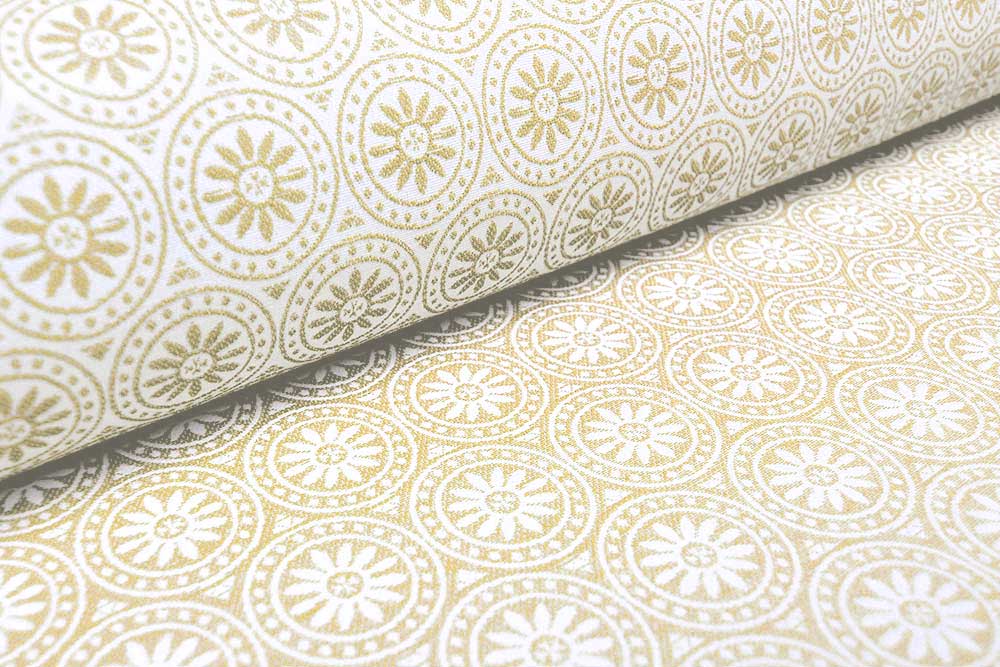 Beidseitig verwendbar und mit Teflon beschichtet - ein wunderschöner, fester Stoff, perfekt für Außenbereiche! Om5156 Outdoor Jacquard Teflon Kreise Beige Outdoor Outdoor-Jacquard Teflon™ - Magdalena - Beige