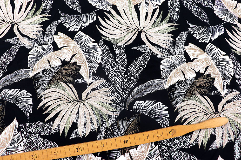 Tropisches Muster auf feiner, leichter Baumwolle Sp155244 Blusenstoffe Baumwollstoff - Tropical Night