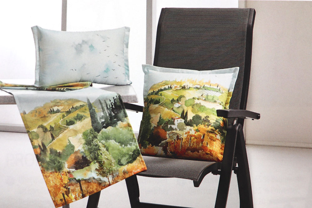 Perfekt für Tischdecken, Läufer und die passenden Kissen - ein traumhafter Stoff mit mediterranem Charme! Sp161014 Dekostoff Mediterrane Landschaft % Sale - Dekostoffe Baumwoll-Dekostoff Digital - Toskana