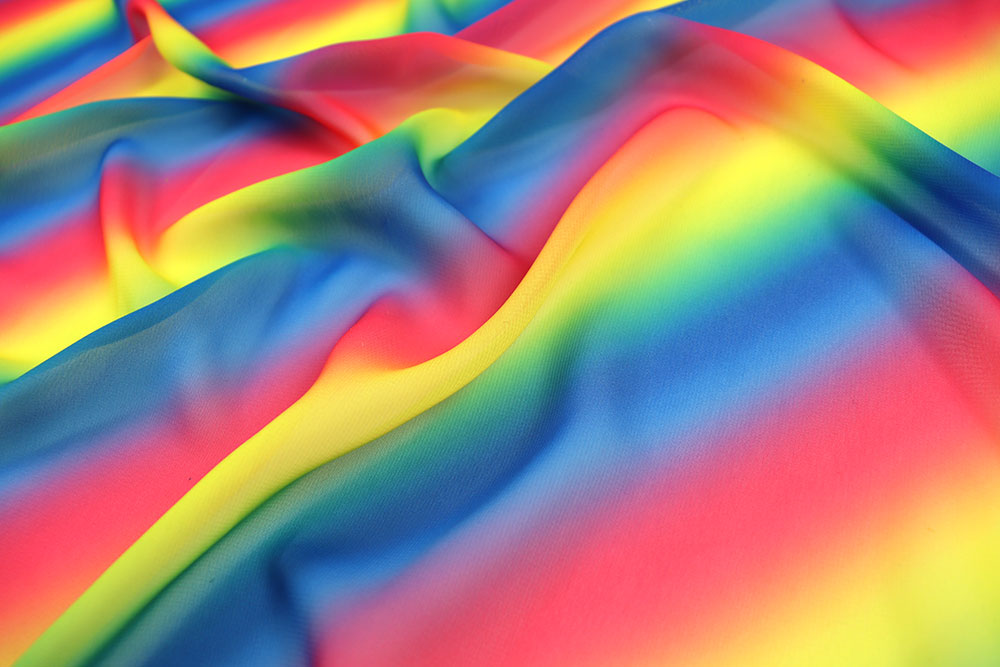 Geschmeidiger, luftig fallender Chiffon mit knallig buntem Muster Sp168012 Chiffon Rainbow Hand Chiffon Chiffon - Rainbow