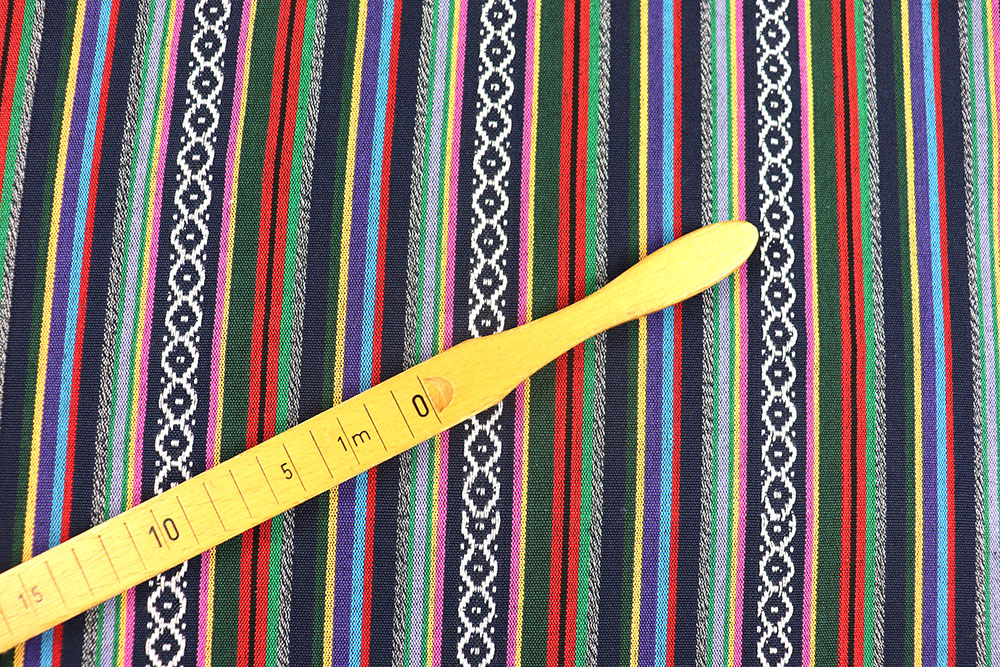 Knallbunte, durchgewebte Ware im mexikanischen Stil - Ponchos, Kostüme, Taschen etc. werden damit zu bunten Hinguckern! Sp168041 Jacquard Streifen Bunt S4 Mai Jacquard Streifen - Juarez