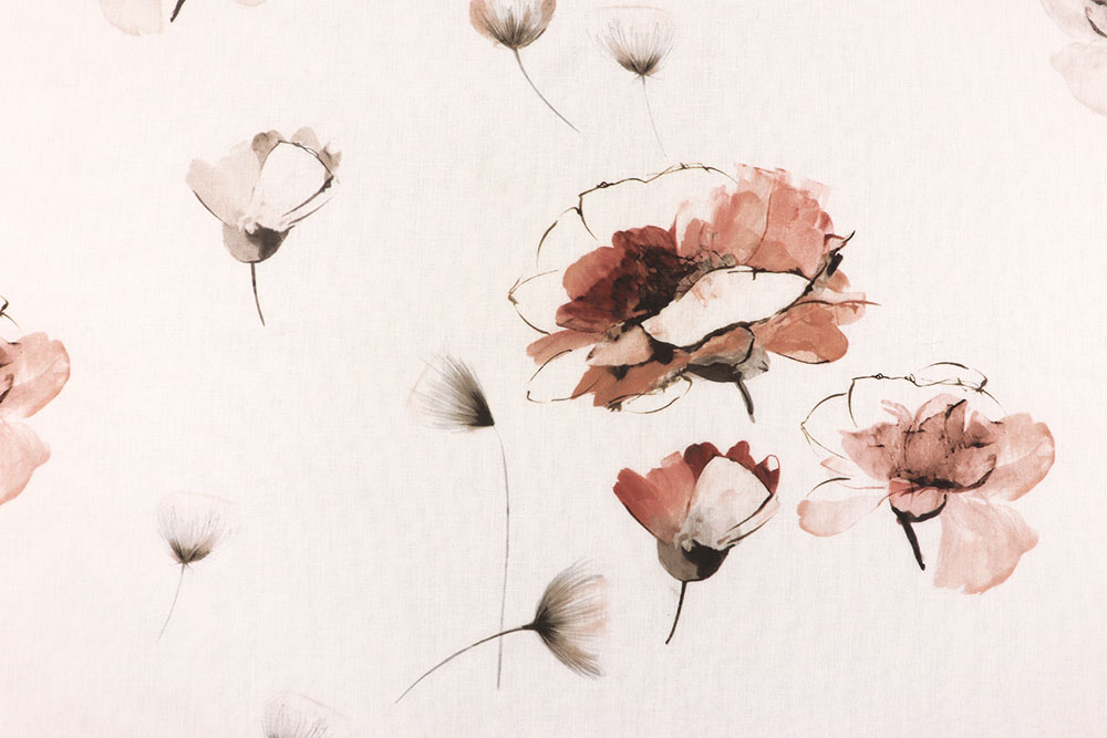 Digital bedruckter, feiner Gardinenstoff mit floralem Design, das bezaubert! Sp174037 Gardinenstoffblumen 1 Gardinen transparent Gardinenstoff - Poppy Romance