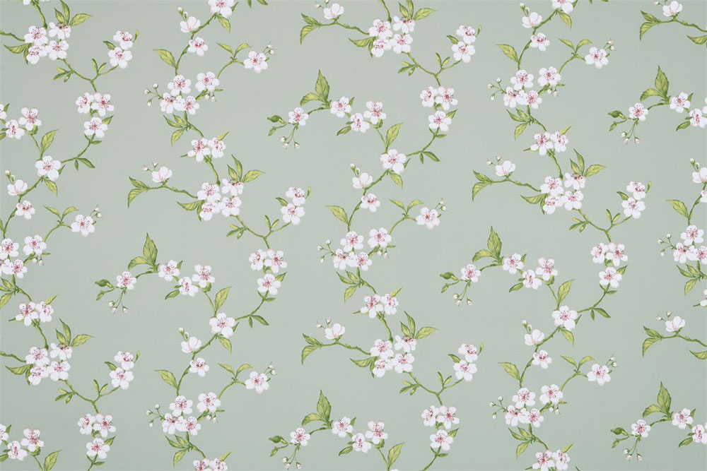 Eine neue Form von Wachstuch: Super soft, robust und mit einem filigranem Motiv! Td5131 Pvc Stoff Kirschblueten Abwischbare Tischdecken Wachstuch Premium Soft - Sakura Salbei