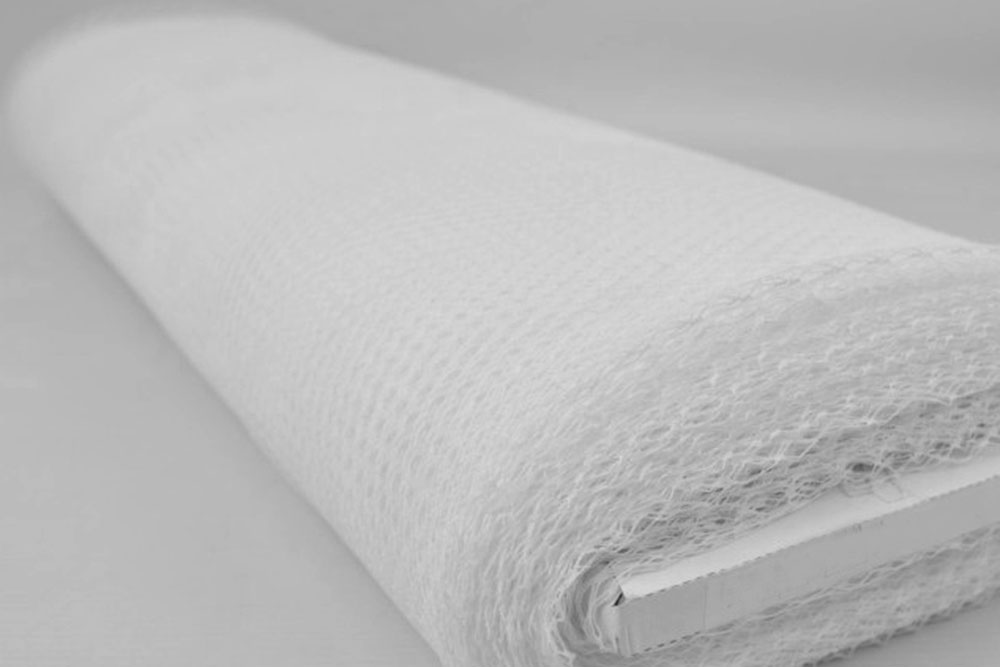 Grobmaschiges Netz, schwer entflammbar nach EN 71-2 Tg1276 Netz Weiss Uni Netzstoff schwer entflammbar - 250 cm - Weiß