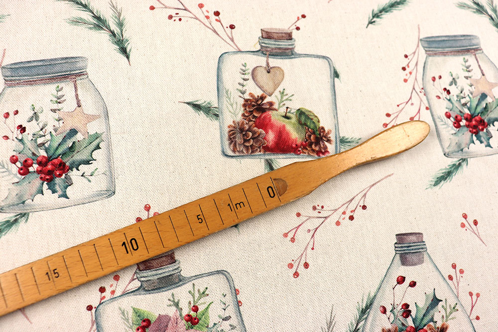 Winterlicher Dekostoff aus Recyclingfasern, der Ihren Kreationen einen charmanten Charakter verleihen wird! Wn5340 Weihnachtsstoff Glaeser S4  L Weihnachten Sonstige Recycling-Dekostoff - Winter im Glas
