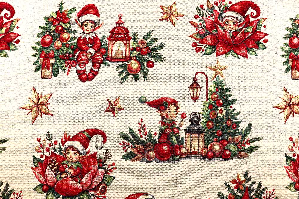 Winterglanz zum Nähen: Gobelin mit Wichteln & Lurex – für festliche Deko mit Charme und goldigem Funkeln! Wn5349 Gobelin Elfen S4 Weihnachten Wichtel Gobelin Glitzer - Santas Gnomes