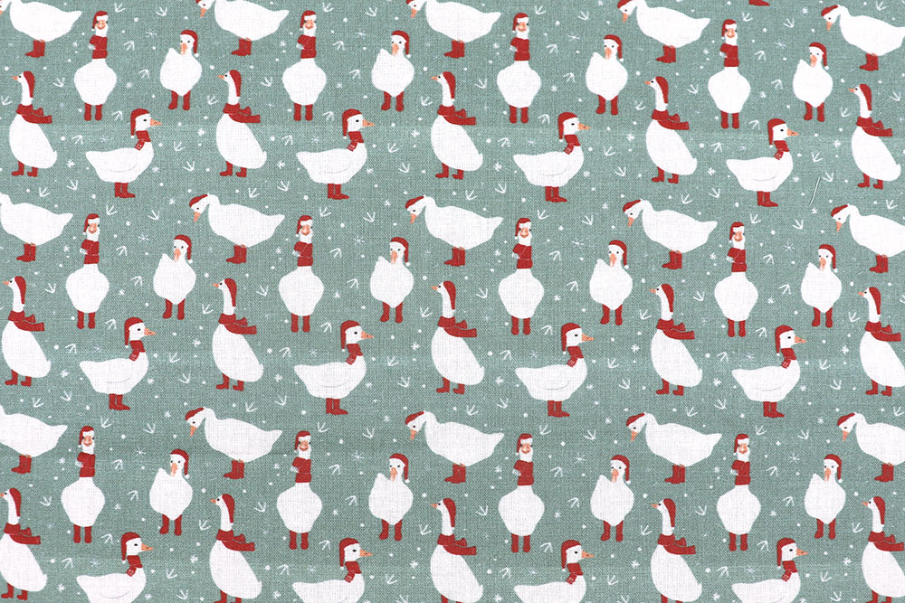 Jetzt wird's GANS weihnachtlich! Schnattern Sie sich durch die Adventszeit mit diesem süßen Baumwollstoff Wn5364 Weihnachtsstoff Gaense S4 Weihnachten Bekleidungsstoff Baumwollstoff - Weihnachts-Gans