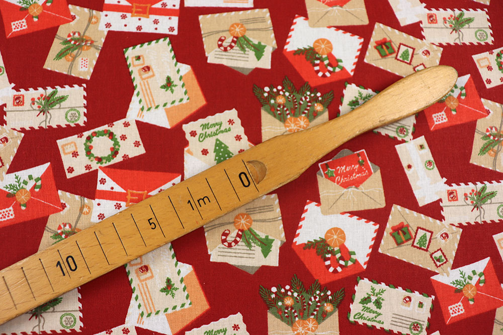 Ho ho ho - schicken Sie Grüße zum Nordpol und erfreuen Sie sich an diesem festlich-bunten Baumwollstoff! Wn5367 Weihnachtsstoff Briefe S4 Weihnachten Weihnachtsstoff Baumwolle - Briefe