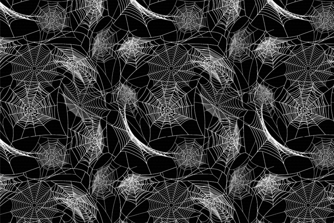 Klassischer, schwarzer Pannesamt mit weißen Spinnennetzen - perfekt für Halloween und vieles mehr! 103383 Pannesamt Spinnennetze Schwarz Weiss Pannesamt - Spinnennetze Allover
