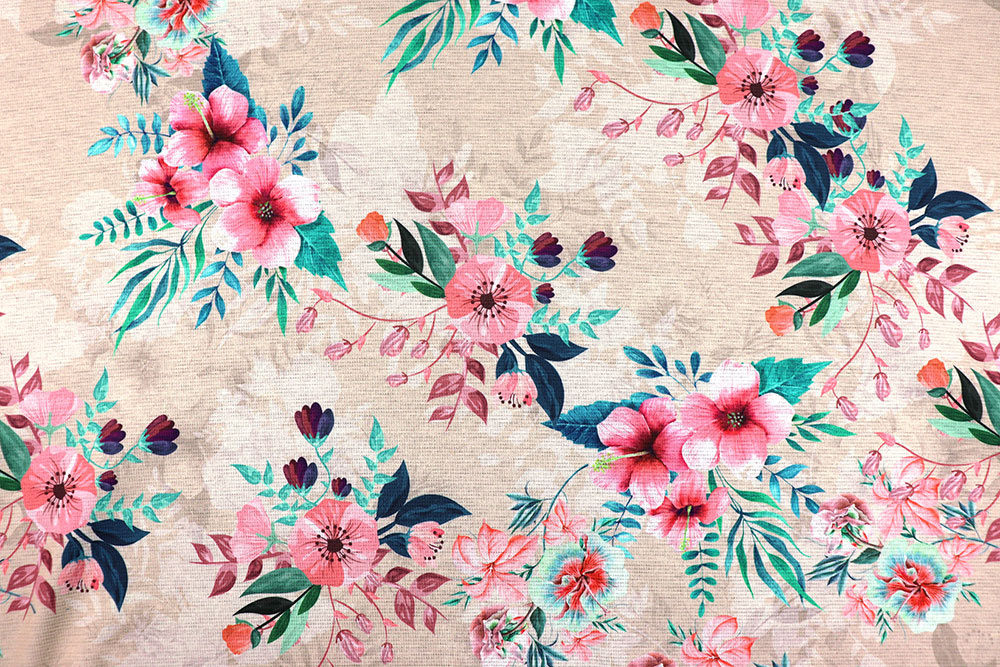 Weicher und warmer Sweatstoff mit Fleece-Rückseite und tollem Blumen-Motiv Bk7643 Alpenfleece Hibiskus S4y Fleece Alpenfleece - Aloha