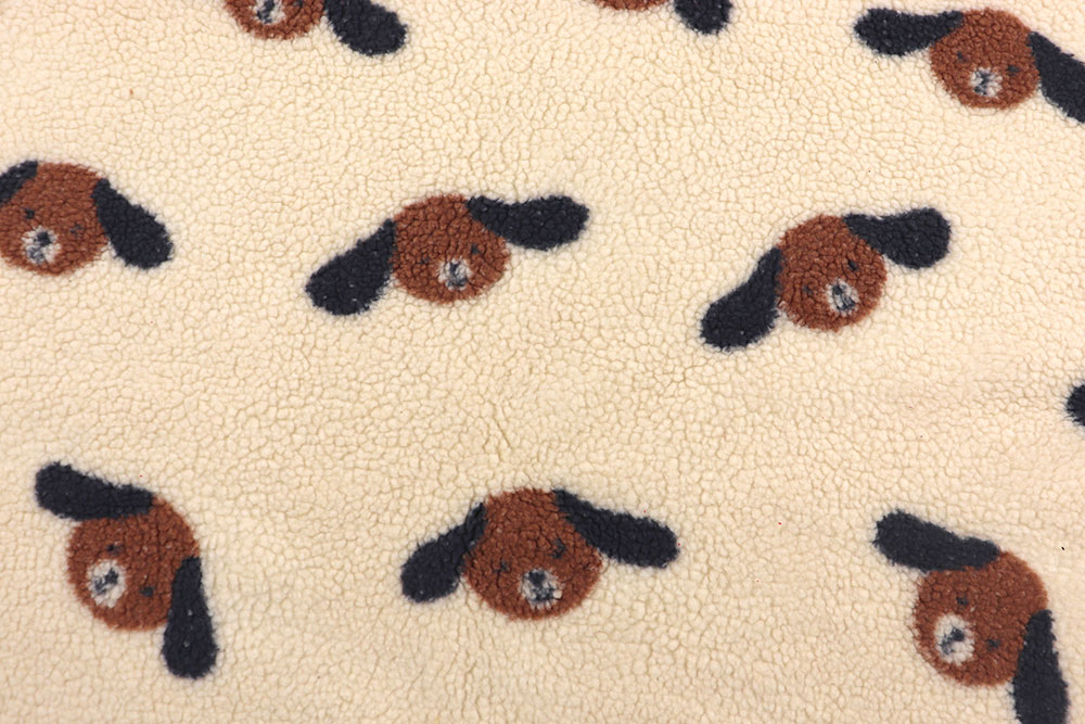 Super kuscheliger Sherpa in Creme mit niedlichem Hunde-Motiv Bk7734 Sherpa Fleece Hunde S4 Sherpa Fleece Sherpa Fleece - Hündchen