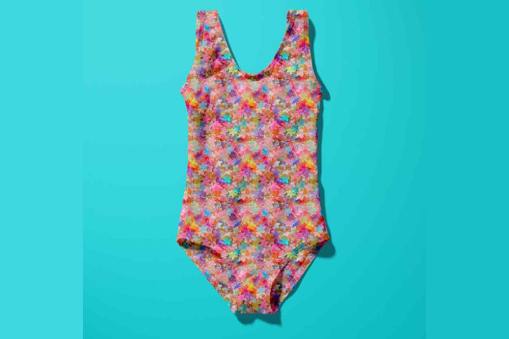 Super elastischer Stoff mit knallbuntem Print und UV-Schutz! Bk7874 Badeanzugstoff Gummisterne S4 Kinderstoffe Badeanzugstoff - Gummisternchen