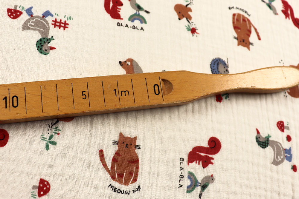 Wuff, Meow und Bla Bla - tierisch süß und super witzig - Ihr nächster Musselin-Favorit! Bk7878 Musselin Tiere S4 Kinderstoffe Musselin - Witzige Tiere