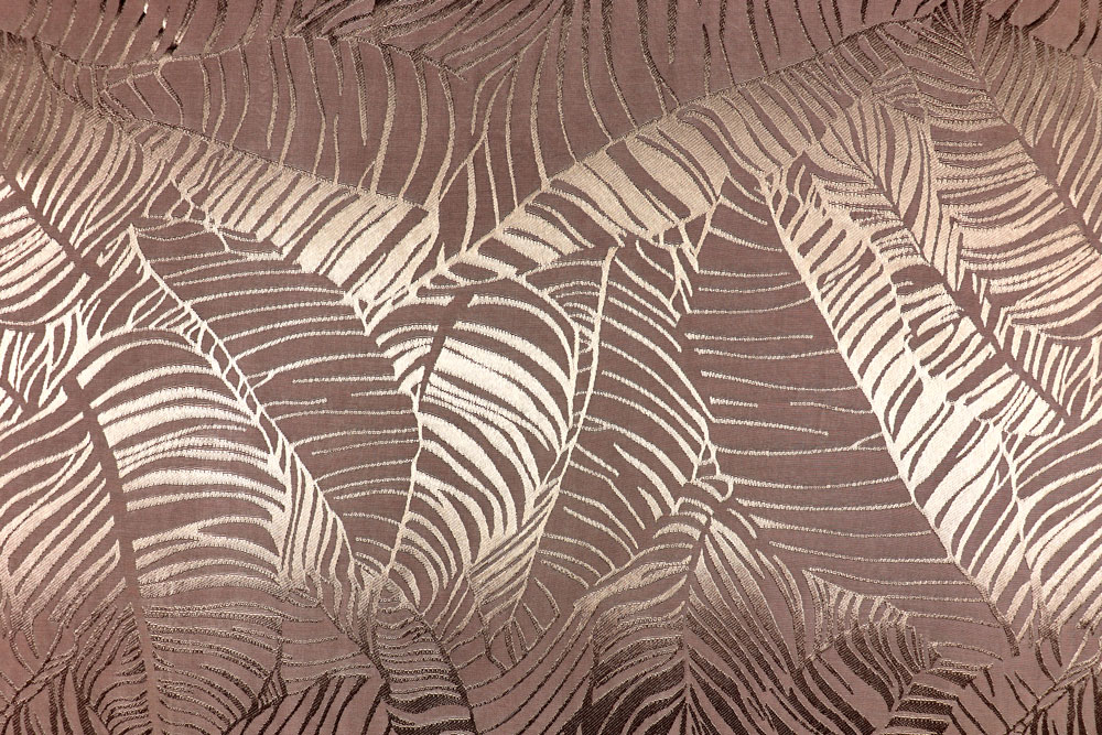Fließender Viskose-Jacquard mit stilvollem Blätterdessin in natürlichen Farbtönen Bk7979 Viskose Jacquard Blaetter 2 Juni Viskose Jacquard - Tropische Blätter