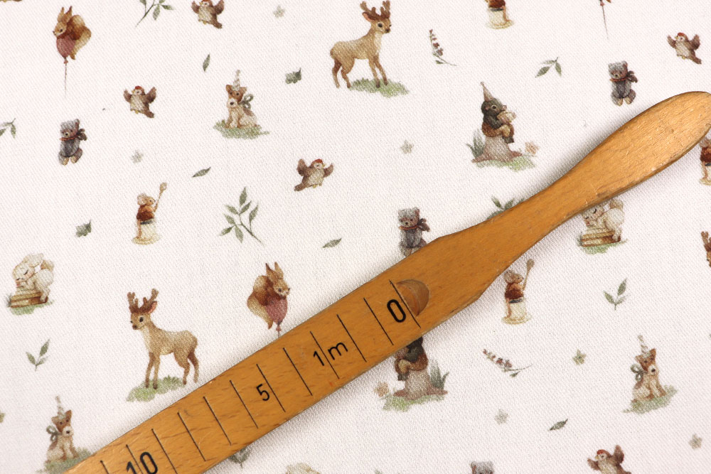 Kuschelig weicher Flanell aus reiner Baumwolle mit Reh, Hase, Maus und Co Bk8014 Flanell Waldtiere Kinderstoffe Baumwollflanell - Forest Friends Party