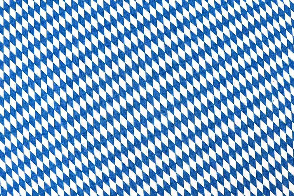 Reiner Baumwollstoff mit der klassischen Weiß-Blau-Raute Co6122 Baumwollstoff Bayern Raute S4y bedr. Bekl. Stoffe Baumwollstoff - Bayerische Raute groß - Weiß/Blau