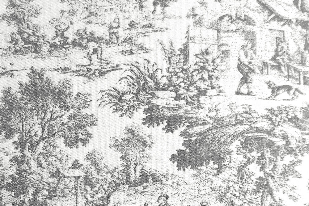 Pure Nostalgie auf überbreiter, super feiner Perkal-Baumwolle - nutzen Sie die Ware aus Naturfaser für Bettwäsche und mehr! Co6638 Baumwollstoff Toile De Jouy Bettwäsche-Stoffe Bettwäsche-Stoff - Toile de Jouy - 295 cm