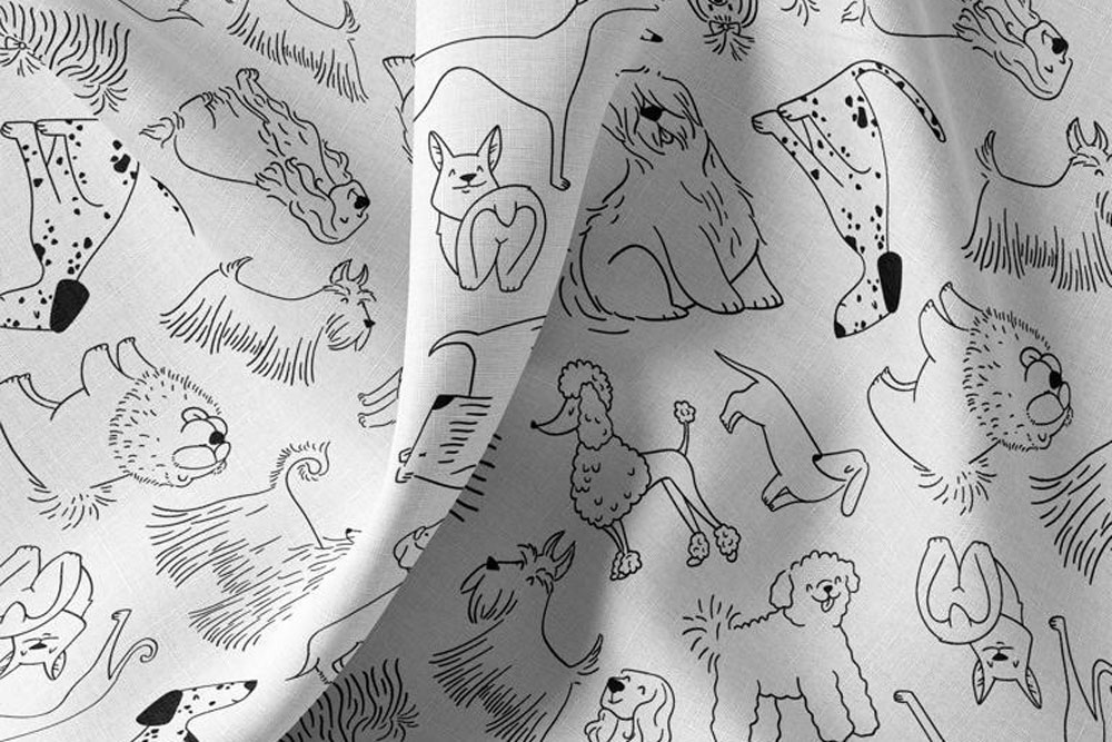 Kreative Köpfe aufgepasst! Malen Sie diesen Stoff selbst aus und tauchen Sie ein in die Welt der Hunde Co6735 Ausmalstoff Baumwolle Hunde Baumwolle Tiere Ausmalstoff Baumwolle - Hunde