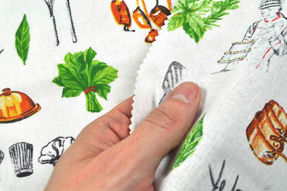 Feiner Cretonne mit detailreichem Motiv - wir wünschen Bon Appetit! Co6750 Baumwollstoff Koch  Baumwoll-Dekostoff - Sternekoch