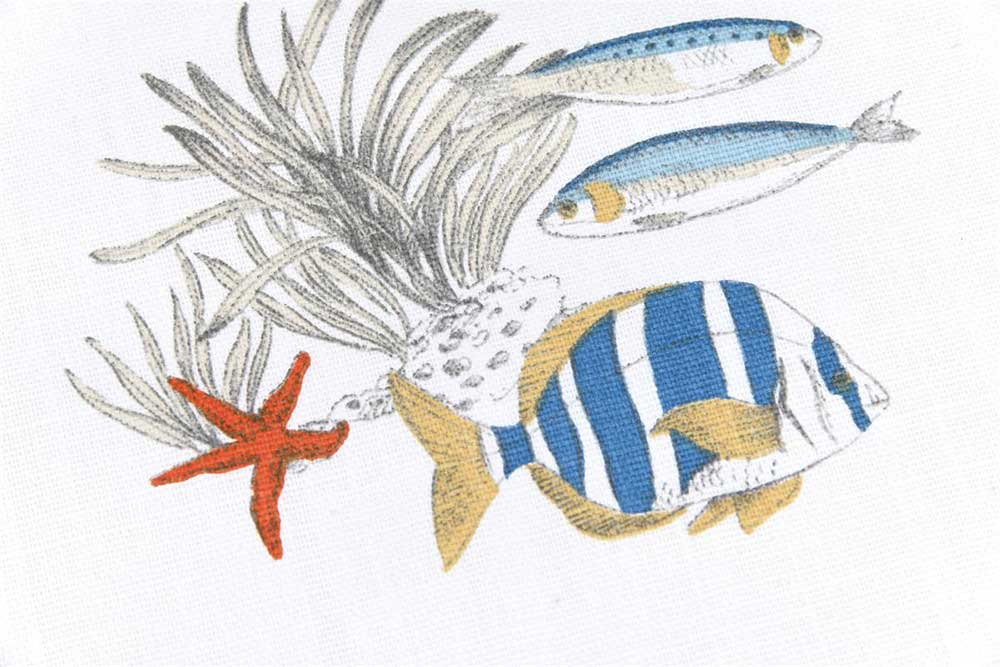 Robuster Dekostoff aus reiner Baumwolle, der Ihnen Einblick in die feucht-fröhliche Fischwelt bietet! Co6857 Baumwollstoff Fische Canvas Baumwoll-Dekostoff - Aquarium