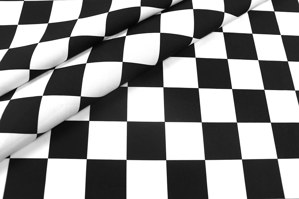 Qualitativ hochwertiger Popeline mit klassischem Schwarz-Weiß-Karo Co6938 Baumwollstoff Schachbrett 1 Baumwolle Karos Popeline-Baumwollstoff - Schachbrett