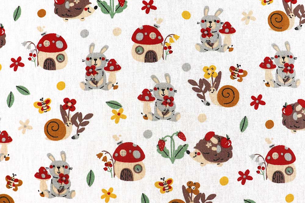 Tierisch knuffiger Stoff aus reiner Baumwolle mit einem Print, der Ihnen ein Lächeln aufs Gesicht zaubern wird! Co6965 Baumwollstoff Hase Igel S4 Ostern Baumwollstoff - Hase in der Wiese