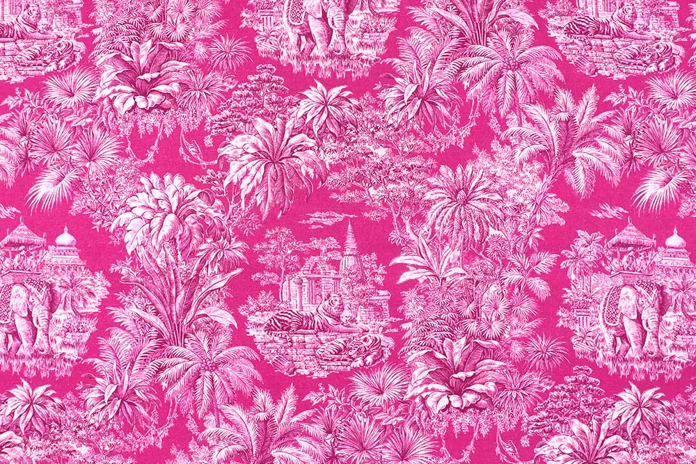 Toile de Jouy mal anders: Edler Cretonne mit Ethno-Motiv in ausgefallener Farbkombi! Co6997 Baumwollstoff Toile De Jouy Pink S4 Dekostoffe Toile de jouy Baumwollstoff - Toile de Jouy - Mayani Pink