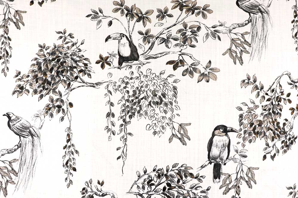 Hochwertiger Panama mit stilvollem Tropenvogel-Motiv - eine Expedition in neue Gefilde! Co7015 Baumwoll Dekostoff Tropische Voegel S4 Baumwolle Tiere Baumwoll-Dekostoff - Tropic Birds